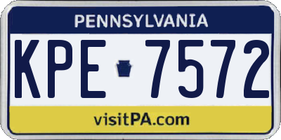 PA license plate KPE7572