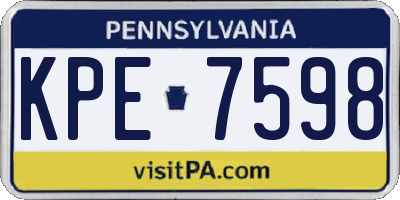 PA license plate KPE7598