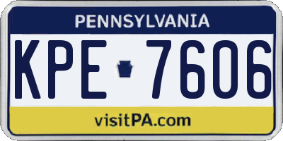 PA license plate KPE7606