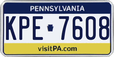 PA license plate KPE7608