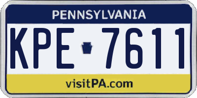 PA license plate KPE7611