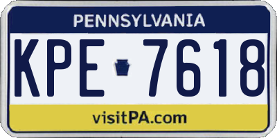 PA license plate KPE7618