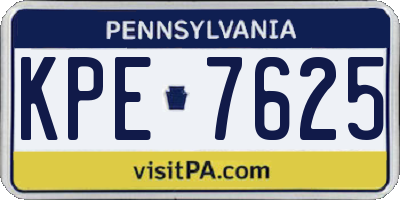 PA license plate KPE7625