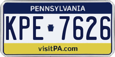 PA license plate KPE7626