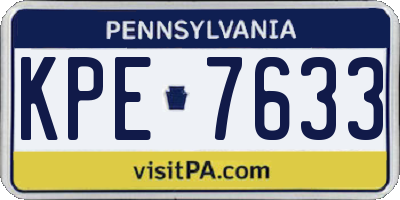 PA license plate KPE7633