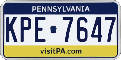 PA license plate KPE7647