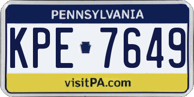 PA license plate KPE7649