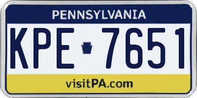 PA license plate KPE7651