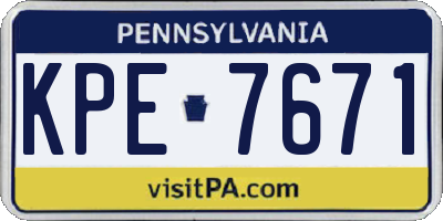 PA license plate KPE7671
