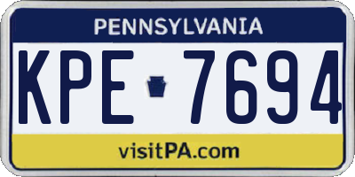 PA license plate KPE7694