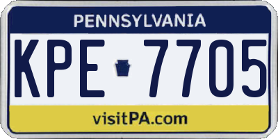 PA license plate KPE7705
