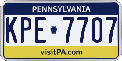 PA license plate KPE7707