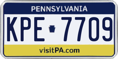 PA license plate KPE7709