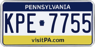 PA license plate KPE7755
