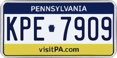 PA license plate KPE7909