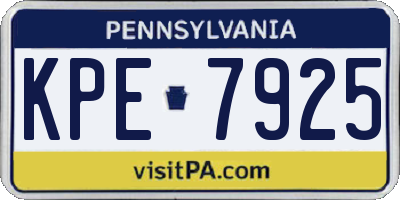PA license plate KPE7925
