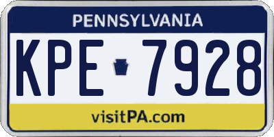 PA license plate KPE7928