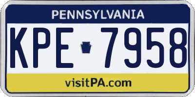 PA license plate KPE7958