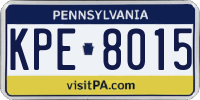 PA license plate KPE8015