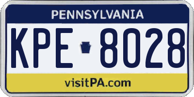 PA license plate KPE8028