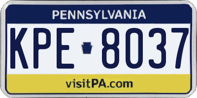 PA license plate KPE8037