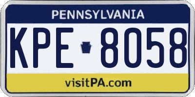 PA license plate KPE8058
