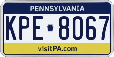 PA license plate KPE8067