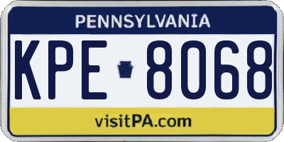 PA license plate KPE8068