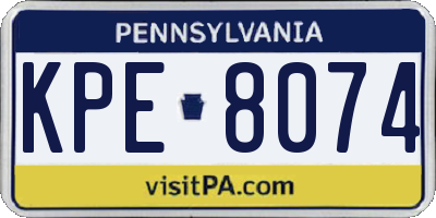 PA license plate KPE8074