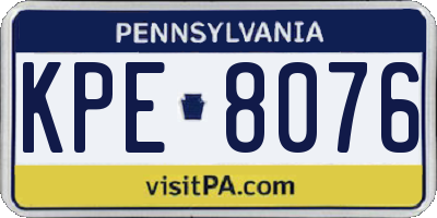 PA license plate KPE8076