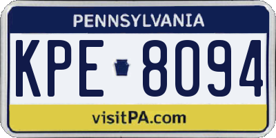 PA license plate KPE8094