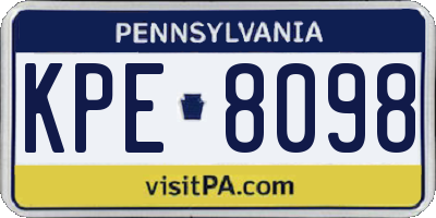PA license plate KPE8098