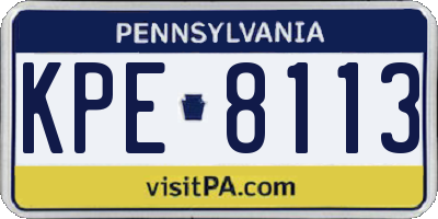 PA license plate KPE8113