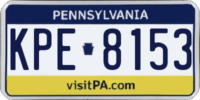 PA license plate KPE8153