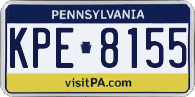 PA license plate KPE8155