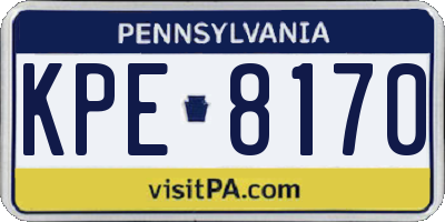 PA license plate KPE8170