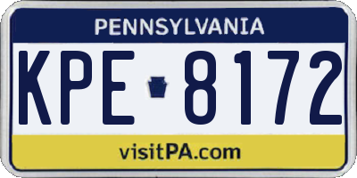 PA license plate KPE8172