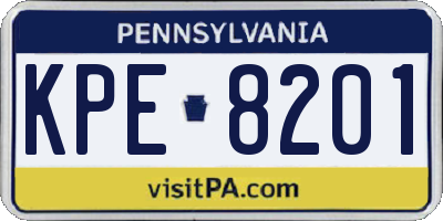PA license plate KPE8201