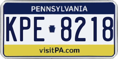 PA license plate KPE8218