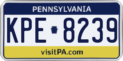 PA license plate KPE8239