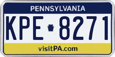 PA license plate KPE8271