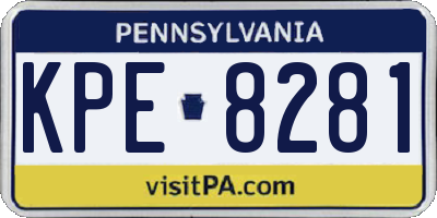 PA license plate KPE8281