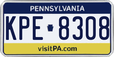PA license plate KPE8308