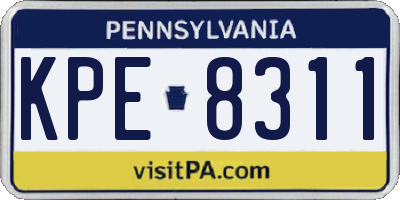 PA license plate KPE8311