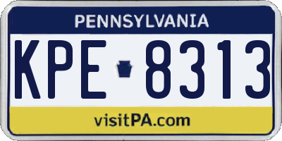 PA license plate KPE8313