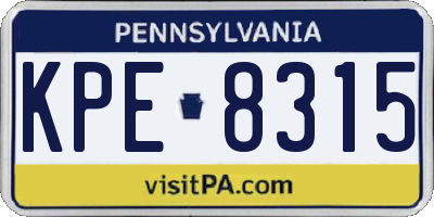 PA license plate KPE8315