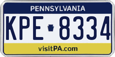 PA license plate KPE8334