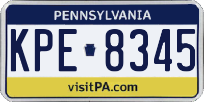 PA license plate KPE8345