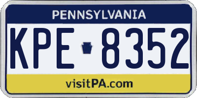 PA license plate KPE8352