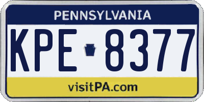 PA license plate KPE8377
